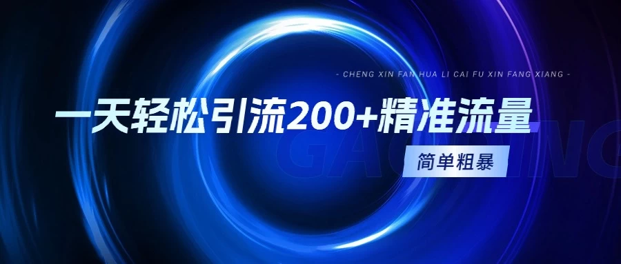 一天轻松引流200+精准流量，适合各行各业，一看就懂，简单粗暴-星网科技 Grdy.cn