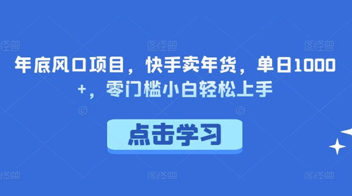 年底风口项目，快手卖年货，单日 1000+，零门槛小白轻松上手-星网科技 Grdy.cn