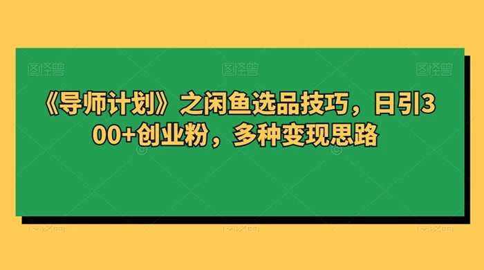 闲鱼选品技巧，日引 300+ 创业粉，多种变现思路-星网科技 Grdy.cn