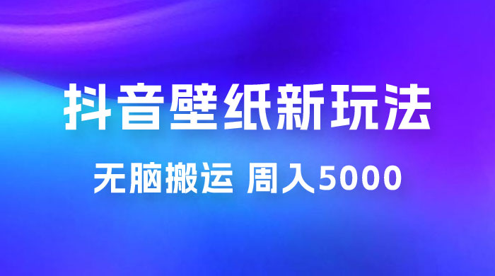 抖音绝美壁纸新玩法：喂饭级教程，一部手机无脑搬运，实操一周收入 5000-星网科技 Grdy.cn