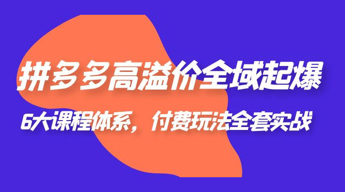 拼多多高溢价全域起爆：6 大课程体系，付费玩法全套实战-星网科技 Grdy.cn
