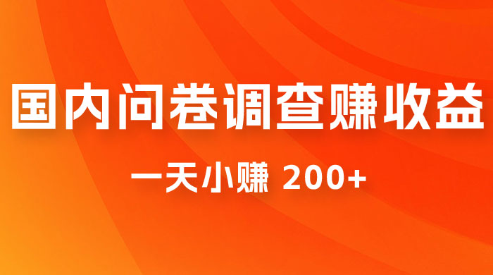 国内问卷调查赚收益，一天小赚 200+，小白随便上手-星网科技 Grdy.cn