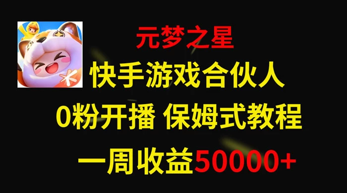 快手游戏合伙人新风口，元梦之星爆火游戏，一周收入50000+-星网科技 Grdy.cn