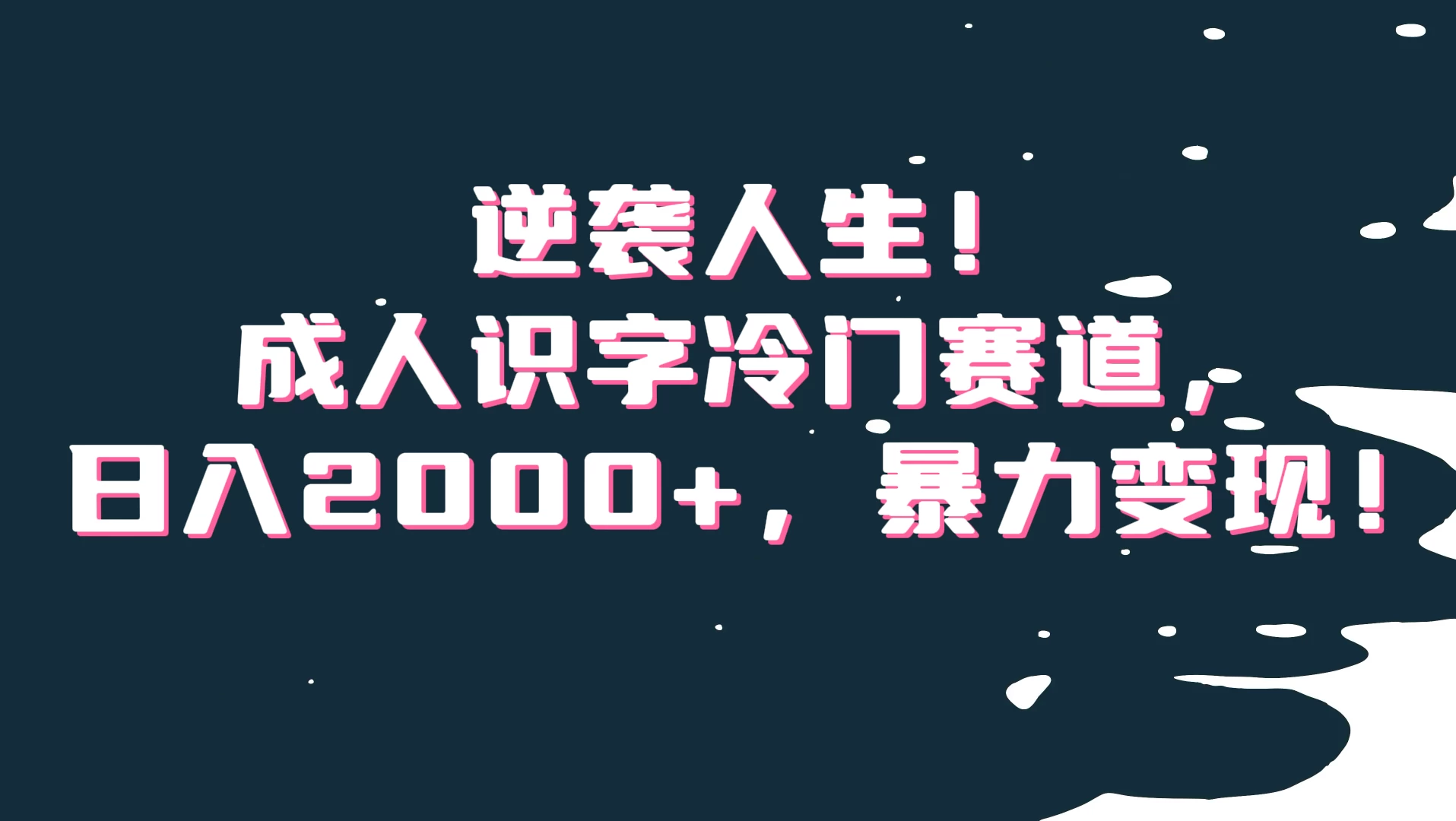 逆袭人生！成人识字冷门赛道，日入2000+，暴力变现-星网科技 Grdy.cn