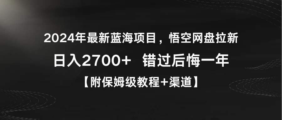 2024年最新蓝海项目，悟空网盘拉新，日入2700+错过后悔一年【附保姆级教程+渠道】-星网科技 Grdy.cn