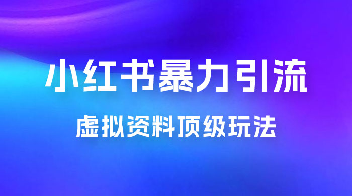 虚拟资料顶级玩法，小红书暴力引流，喂饭级教程零成本，利润任你定-星网科技 Grdy.cn