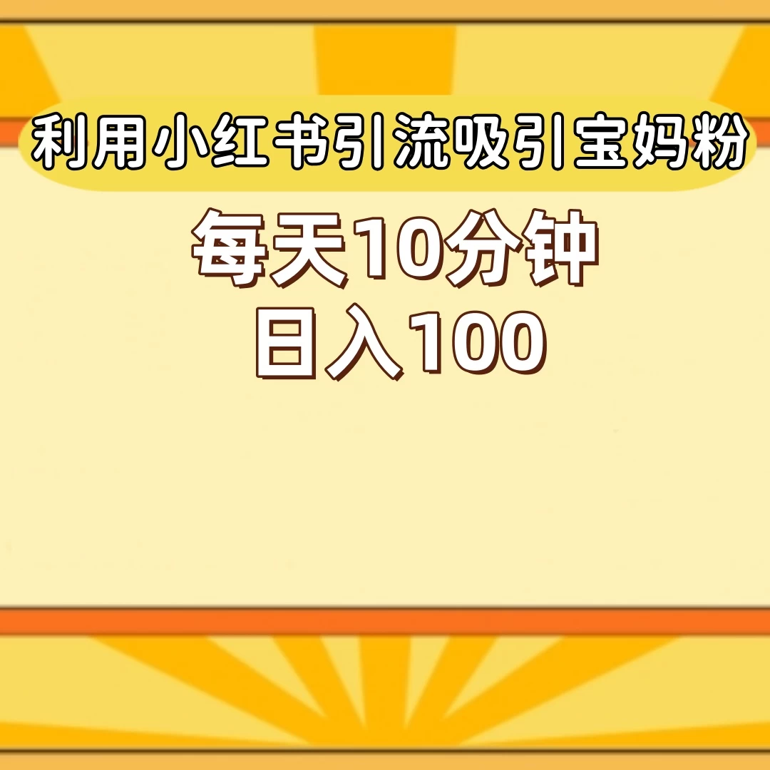 小红书引流吸引宝妈粉，每天10分钟，日入100+-星网科技 Grdy.cn