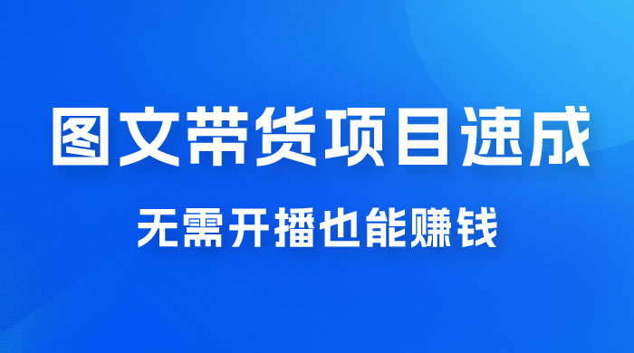 图文带货项目速成 1.0：无需真人出镜，无需自己发货，无需开播也能赚钱！-星网科技 Grdy.cn