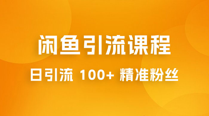 闲鱼引流课程：三个账号操作 20 分钟，日引流 100+ 精准粉丝-星网科技 Grdy.cn