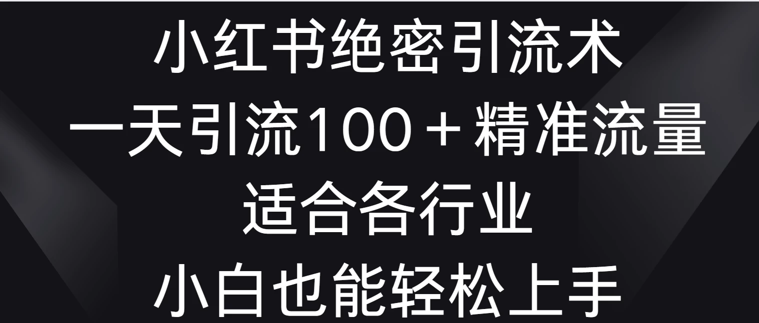 小红书绝密引流术，一天引流100＋精准流量，适合各个行业，小白也能轻松上手-星网科技 Grdy.cn
