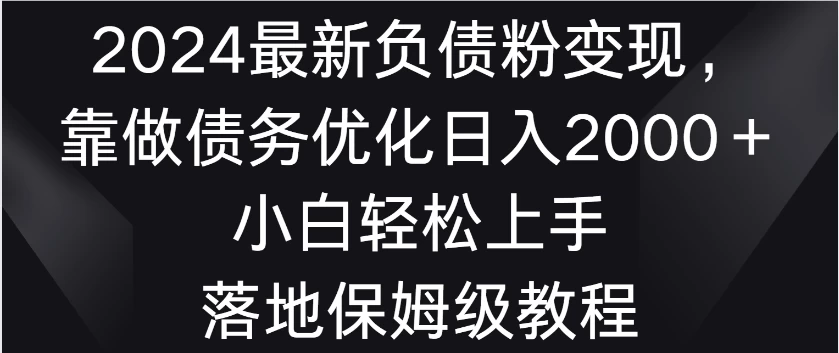 2024最新负债粉变现，靠做债务优化日入2000＋小白轻松上手 落地保姆级教程-星网科技 Grdy.cn