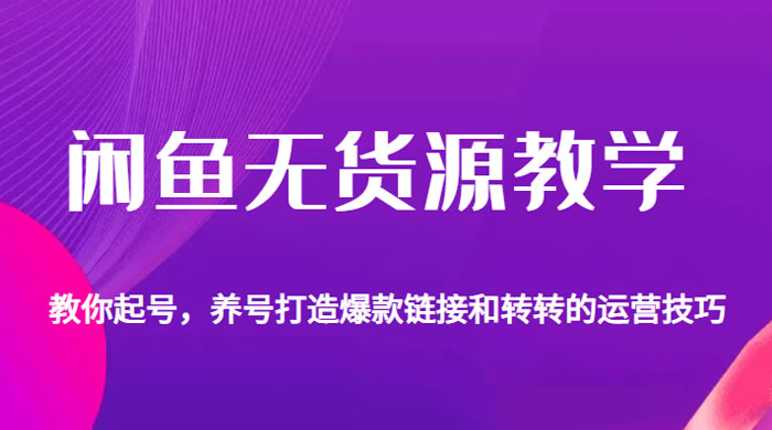 闲鱼无货源电商教学：教你起号，养号打造爆款链接以及转转的运营技巧-星网科技 Grdy.cn